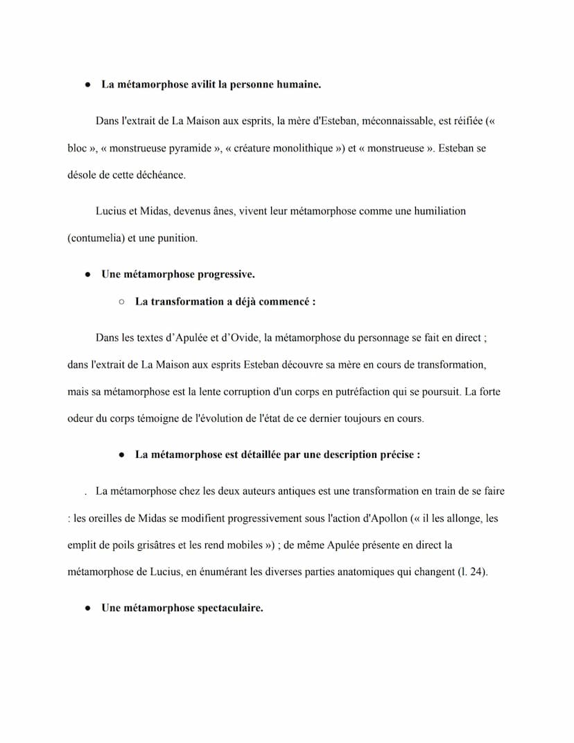 Corrigé d'un sujet d'oral en LLCA
SUJET: Comment les textes du corpus nous donnent-ils
à voir le processus de la métamorphose ?
Une métamorp