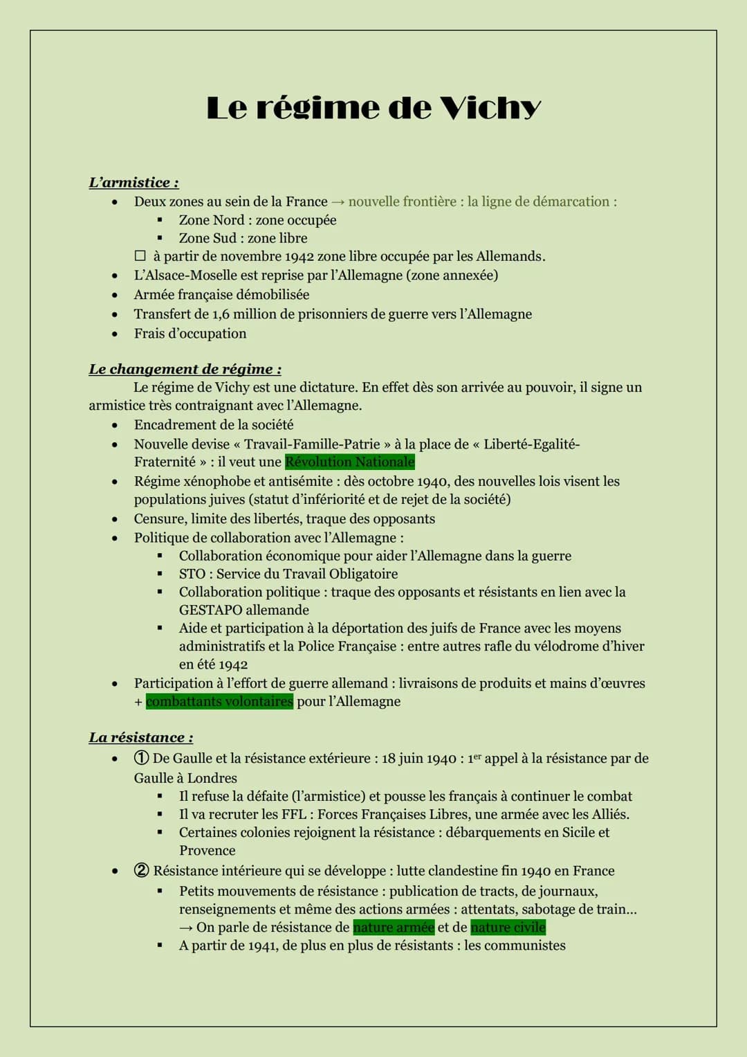 Le régime de Vichy