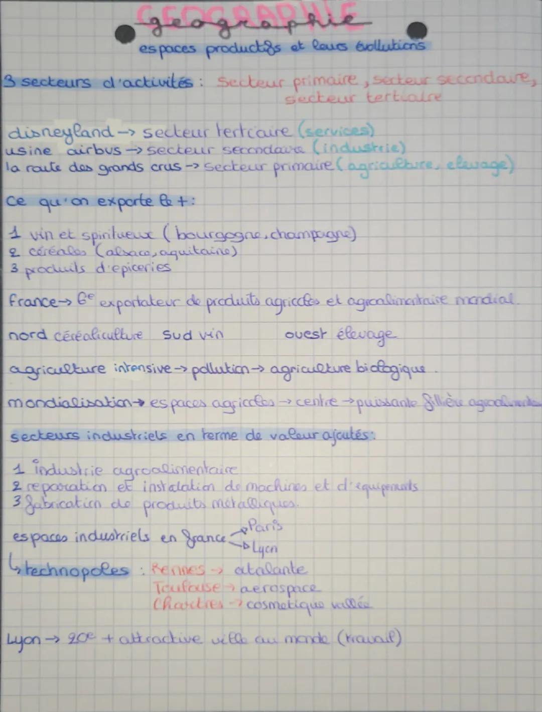 # geographie

es paces productifs et leurs évollutions

3 secteurs d'activités : Secteur primaire, secteur secondaire,
secteur tertialre

di