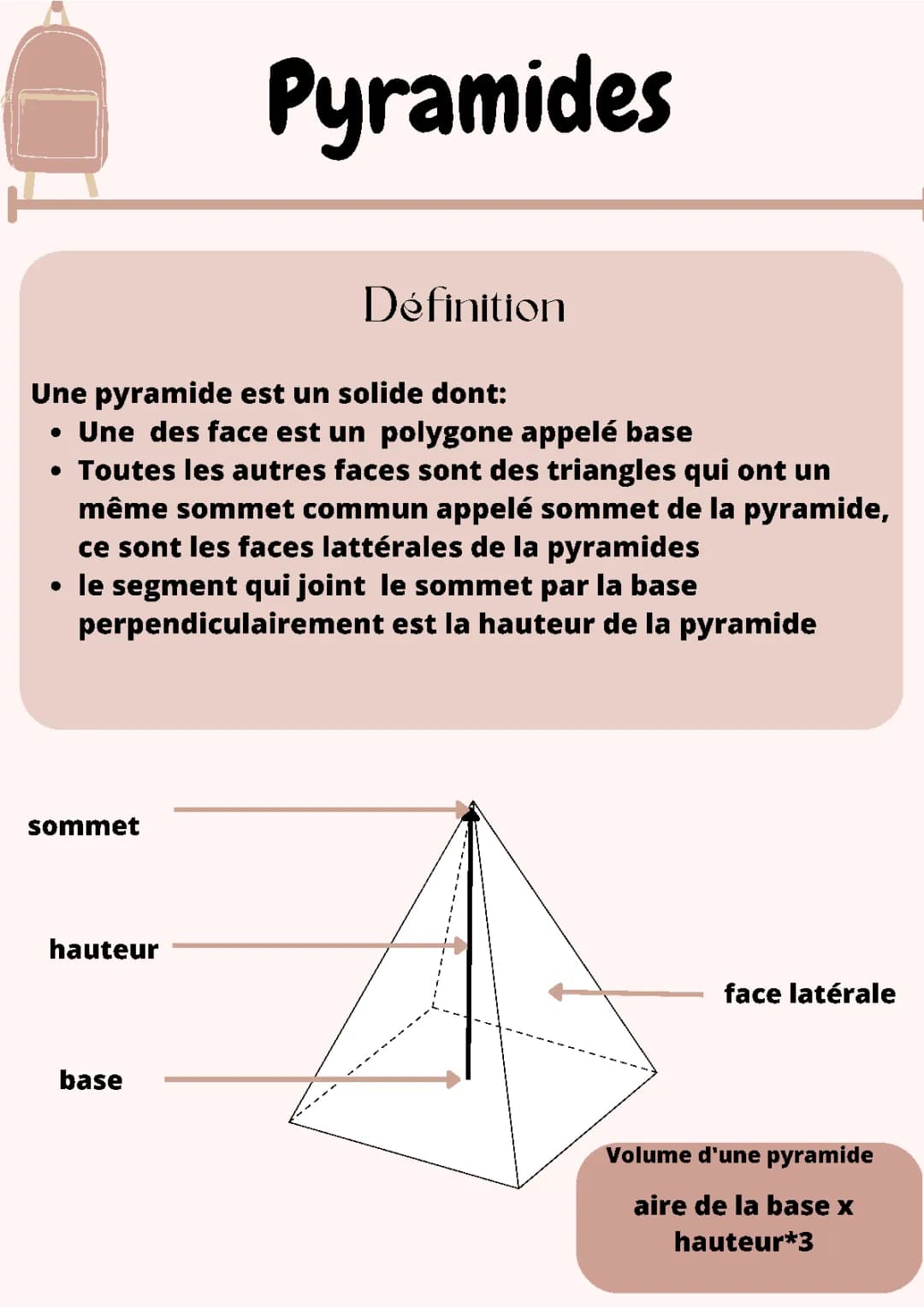 Définition des Pyramides et Caractéristiques pour le 6ème et 3ème