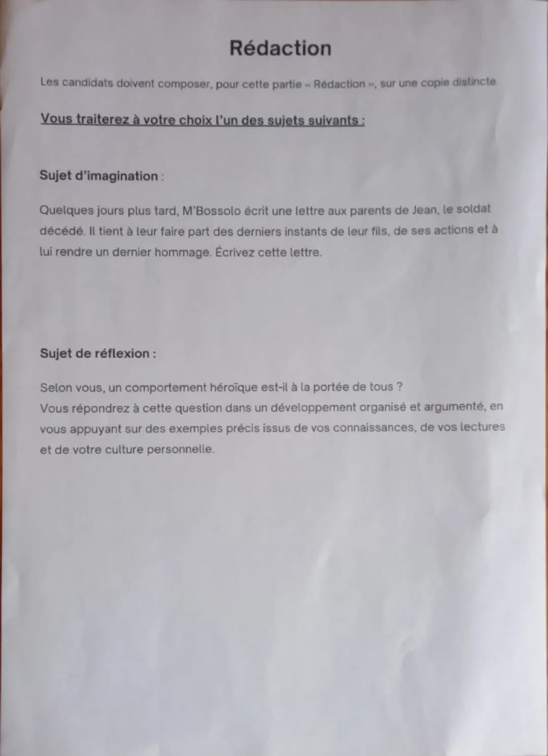 # DIPLÔME NATIONAL DU BREVET
Brevet blanc janvier 2025

## FRANÇAIS
Rédaction
Série générale

Durée de l'épreuve: 1 h 30  40 points

Dès que