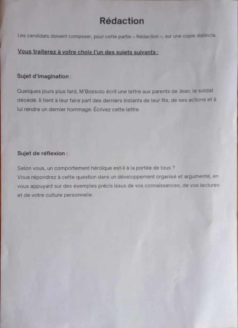 # DIPLÔME NATIONAL DU BREVET
Brevet blanc janvier 2025

## FRANÇAIS
Rédaction
Série générale

Durée de l'épreuve: 1 h 30  40 points

Dès que
