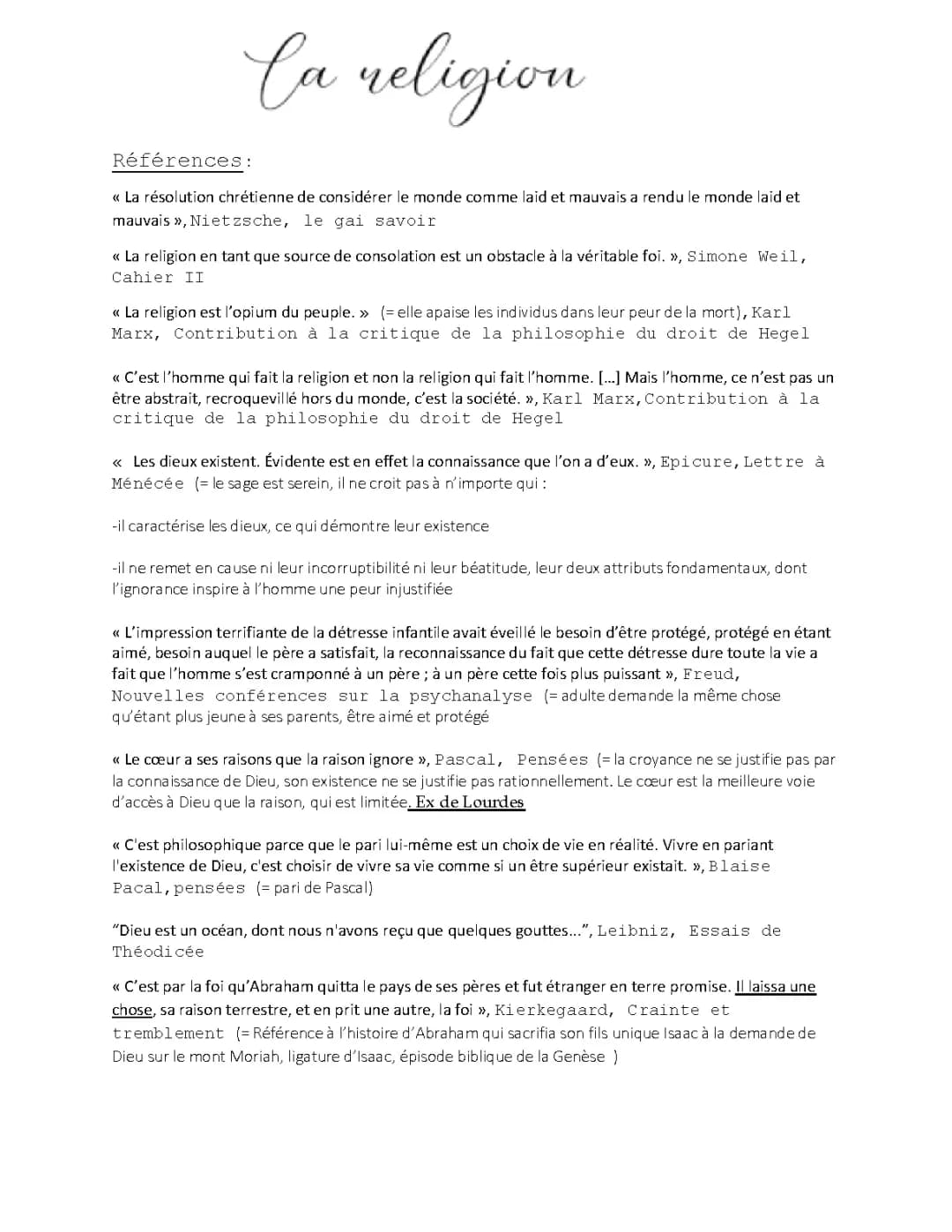 la religion philo tle 