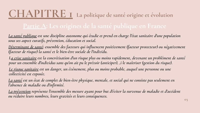 Hafifa
Emma
Sarah
REVISION
Chapitre 1 et chapitre 2
ΟΙ SOMMAIRE
Chapitre I
Partie A: L'origines de la santé publique en France.......
Partie