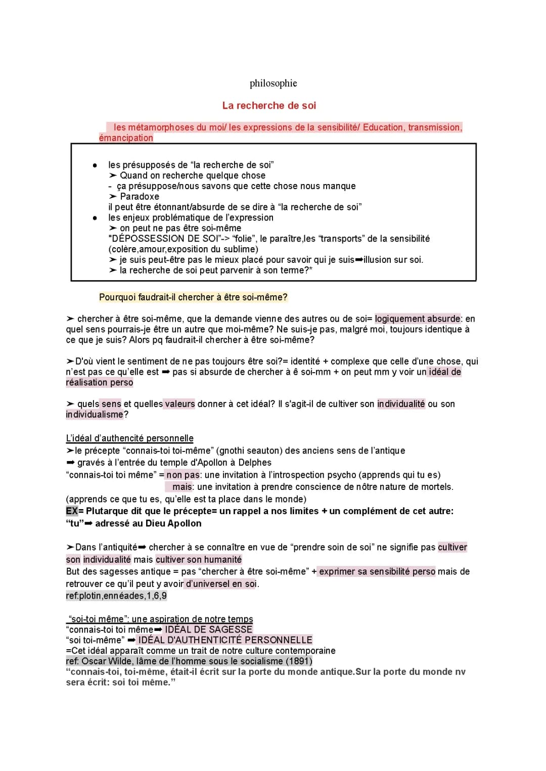 La Recherche de Soi en HLP : Guide PDF et Fiches de Révision