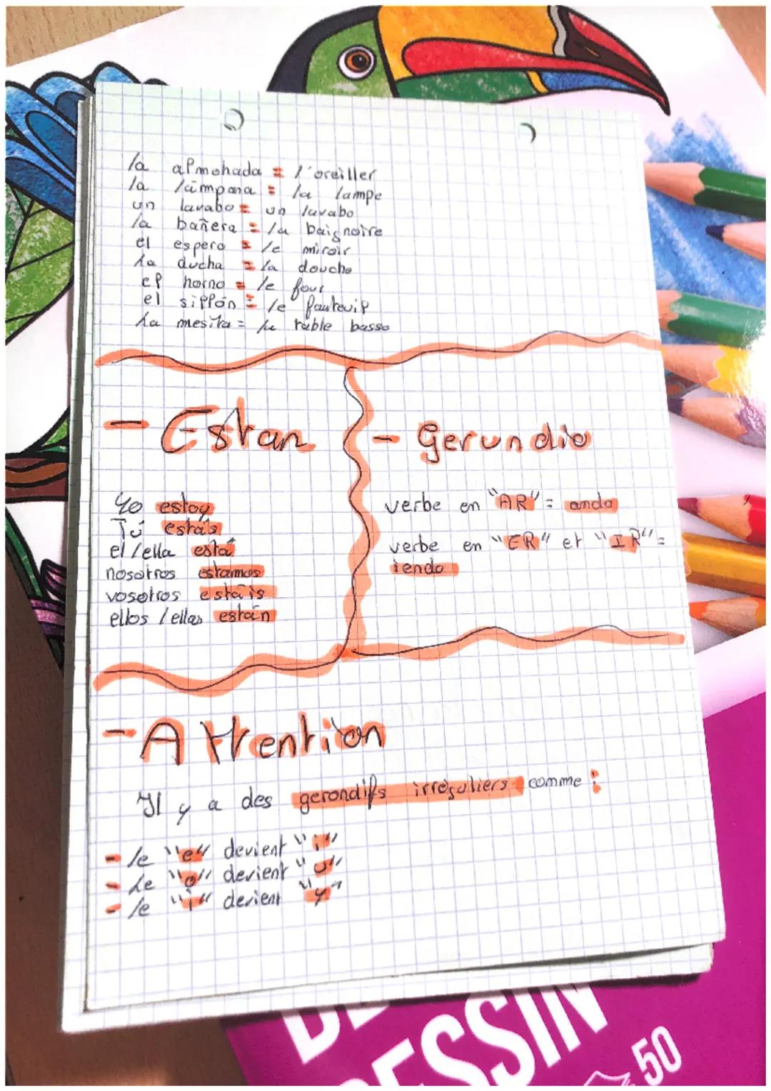 "Espagnol"

- des pièces

La habitacion = la champore
ef ep lavadero = la buanderie
el garaje le garage
el comedor la salle à manger
el jand