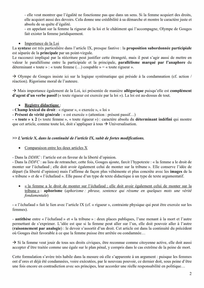 OBJET D'ÉTUDE: LA LITTÉRATURE D'IDÉES DU XVIE AU XVIIIE SIÈCLE
Ol : Déclaration des droits de la femme et de la citoyenne, Olympe de Gouges,