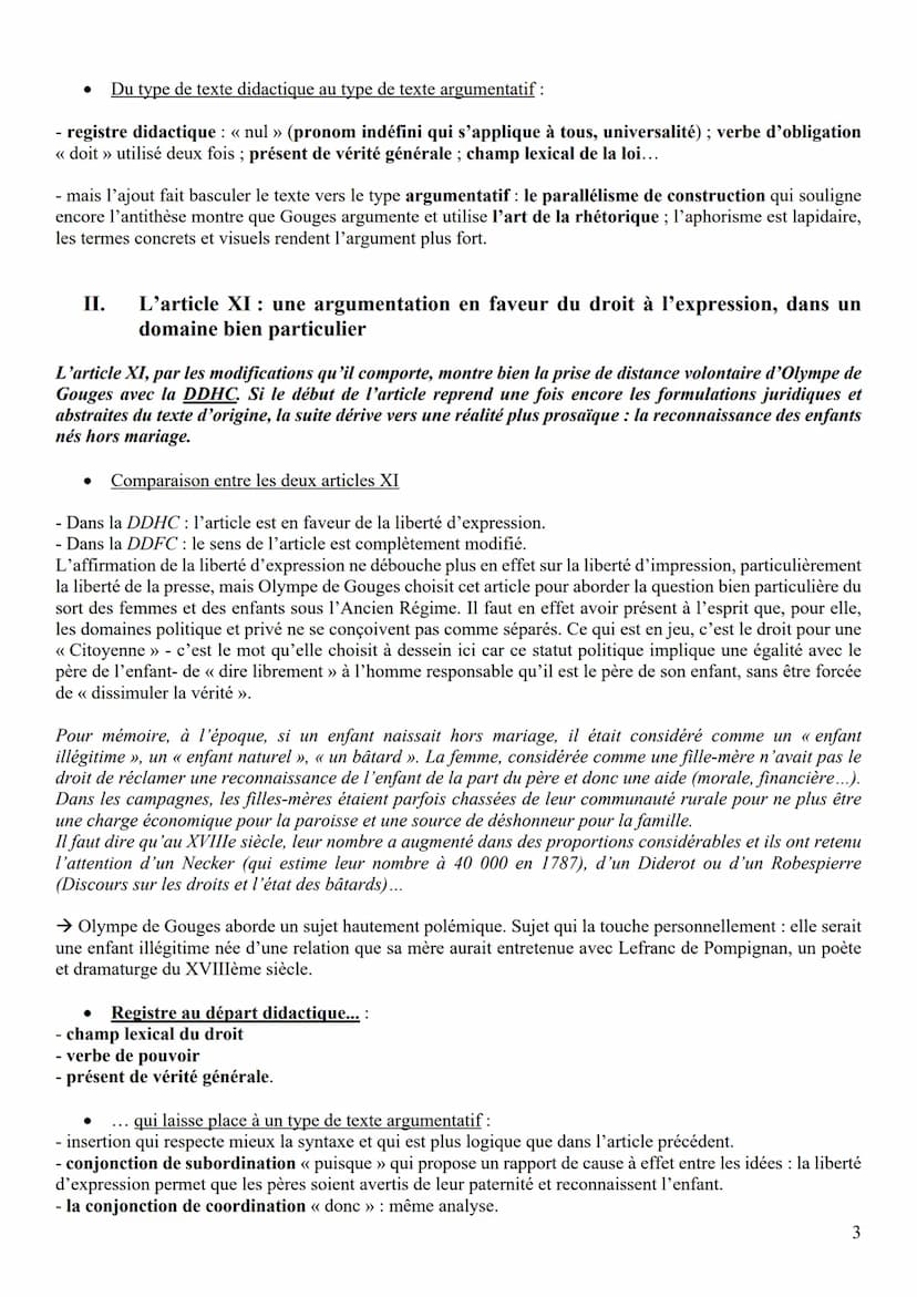 OBJET D'ÉTUDE: LA LITTÉRATURE D'IDÉES DU XVIE AU XVIIIE SIÈCLE
Ol : Déclaration des droits de la femme et de la citoyenne, Olympe de Gouges,