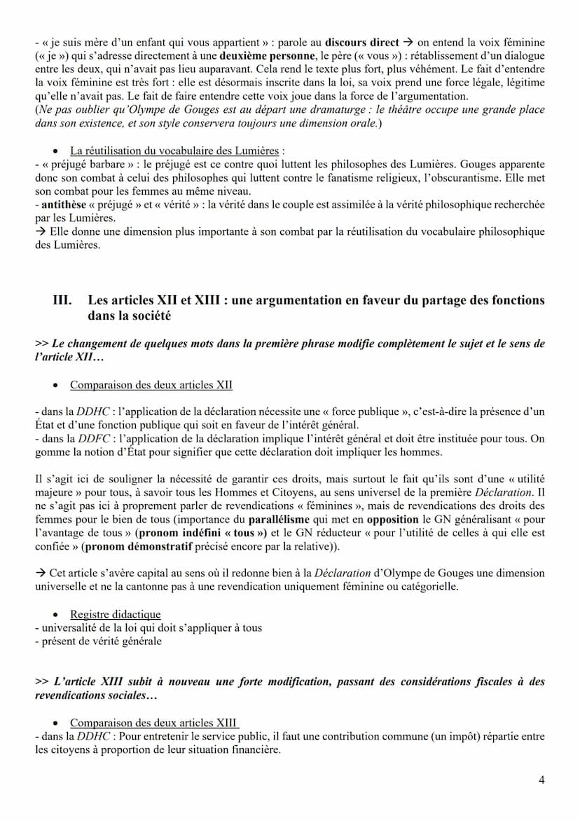 OBJET D'ÉTUDE: LA LITTÉRATURE D'IDÉES DU XVIE AU XVIIIE SIÈCLE
Ol : Déclaration des droits de la femme et de la citoyenne, Olympe de Gouges,
