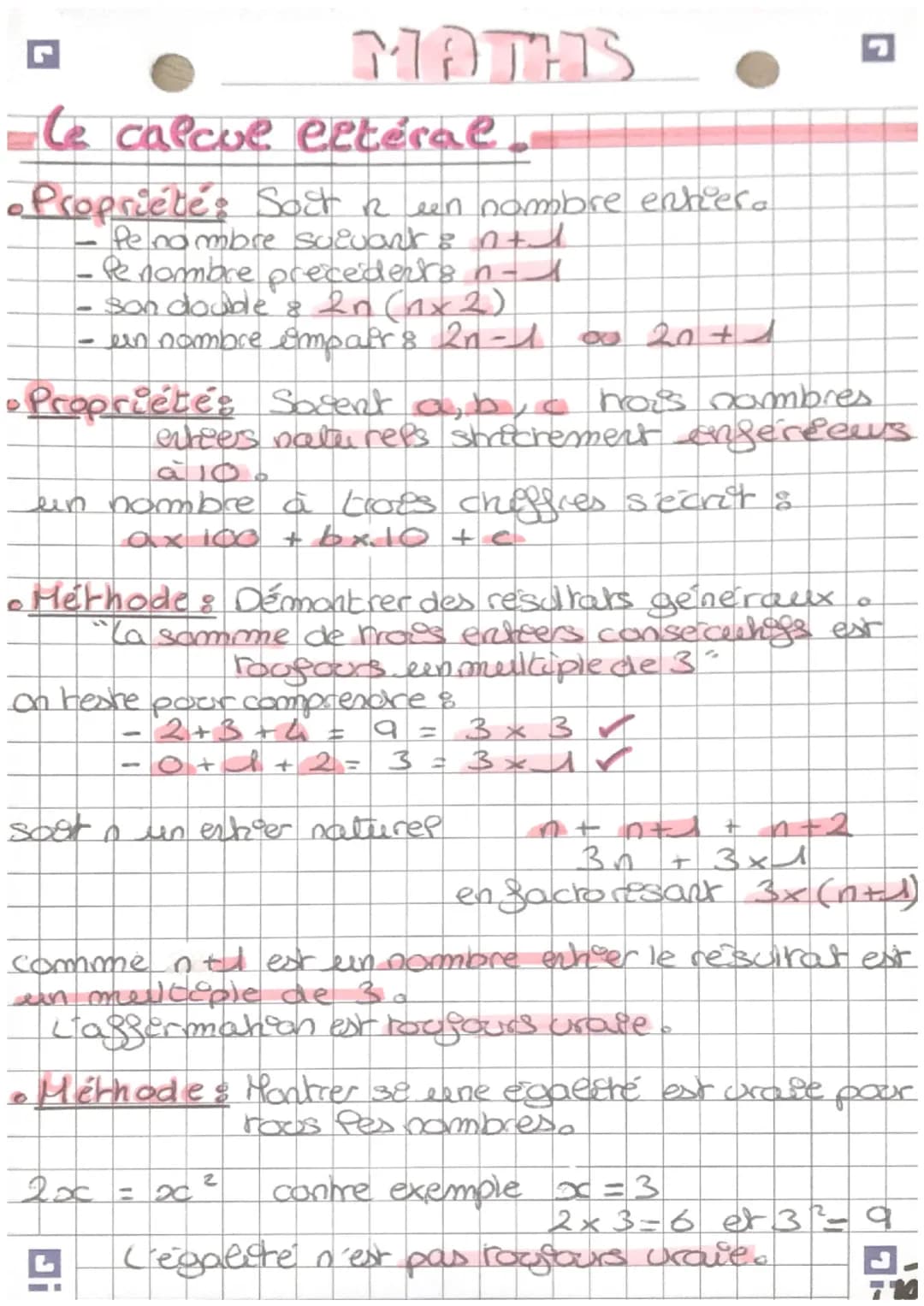 le calcue extéral
• Propriété:
-
-
MOTHS
Propriétés Sosent a, b, c has nombres
evrees natureps strictement engereeus.
Soct 2 een nombre ente