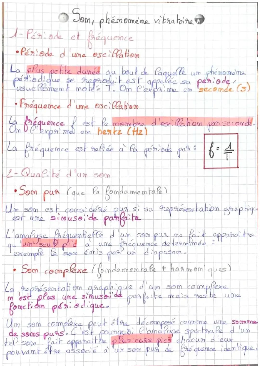 Le Son: Phénomène Vibratoire - Cours PDF, Exercices Corrigés et Évaluation