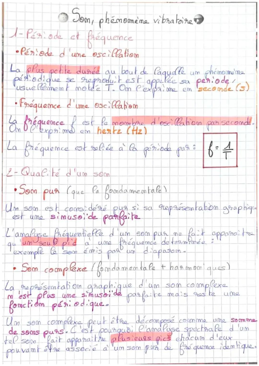 Le Son: Phénomène Vibratoire - Cours PDF, Exercices Corrigés et Évaluation