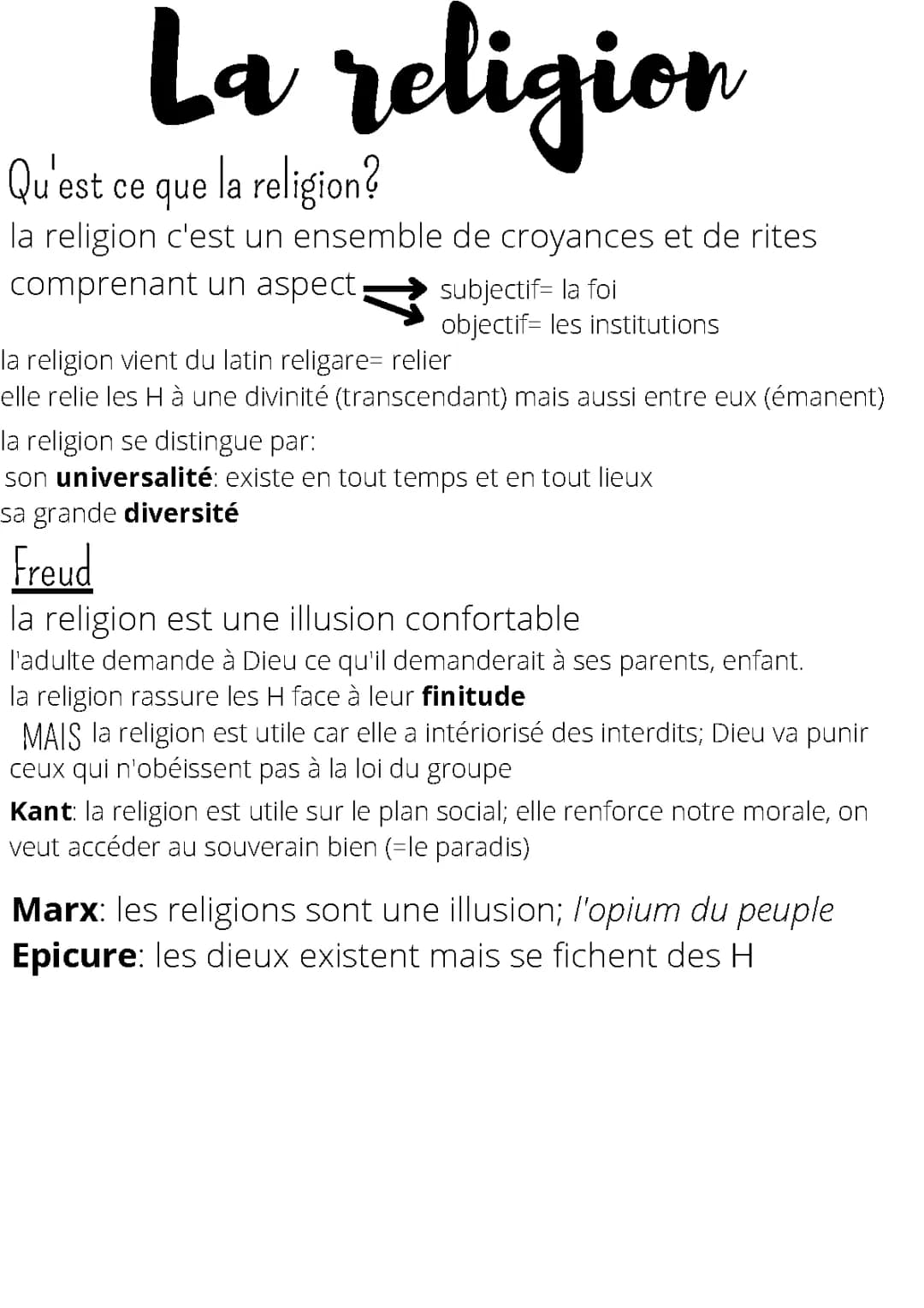 La religion: Freud, Marx et Kant expliqués simplement