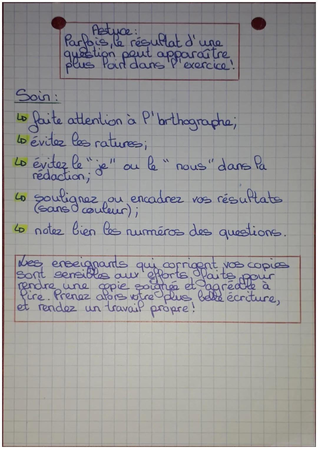 # MATHS

béthodes pour le brevet:

Organisation:

↳ Prenez le temps de lire P'intégralité du
sujet;

Lo Commencer avec les exercices que vou