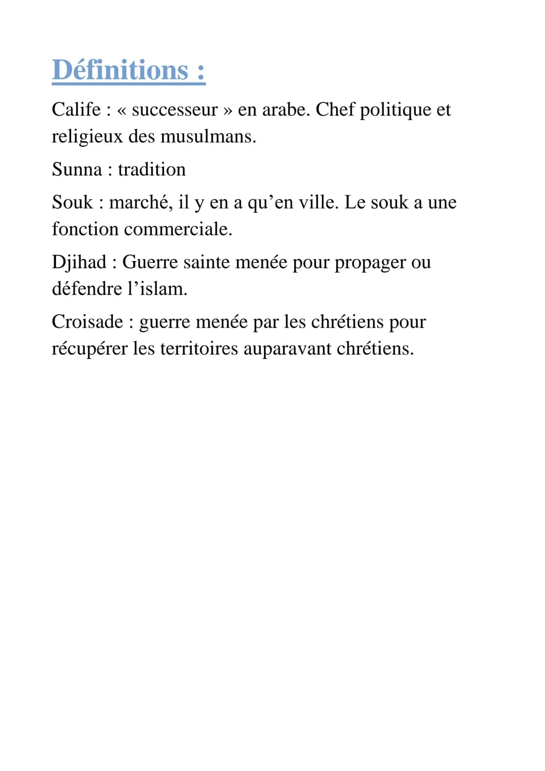 Histoire-Géo
crédits : @estelle
De la naissance de l'Islam à la prise de Bagdad par les
Mongols : pouvoirs, sociétés, cultures
Mahomet est l
