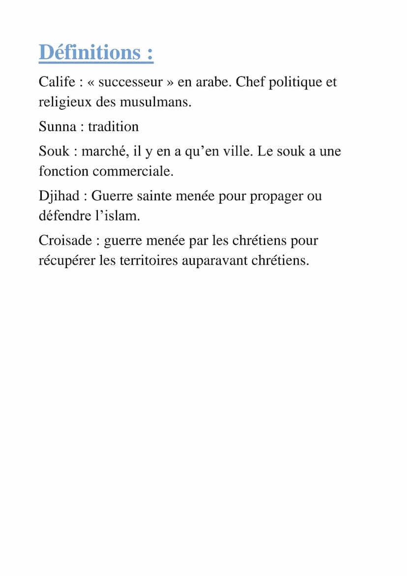 Histoire-Géo
crédits : @estelle
De la naissance de l'Islam à la prise de Bagdad par les
Mongols : pouvoirs, sociétés, cultures
Mahomet est l