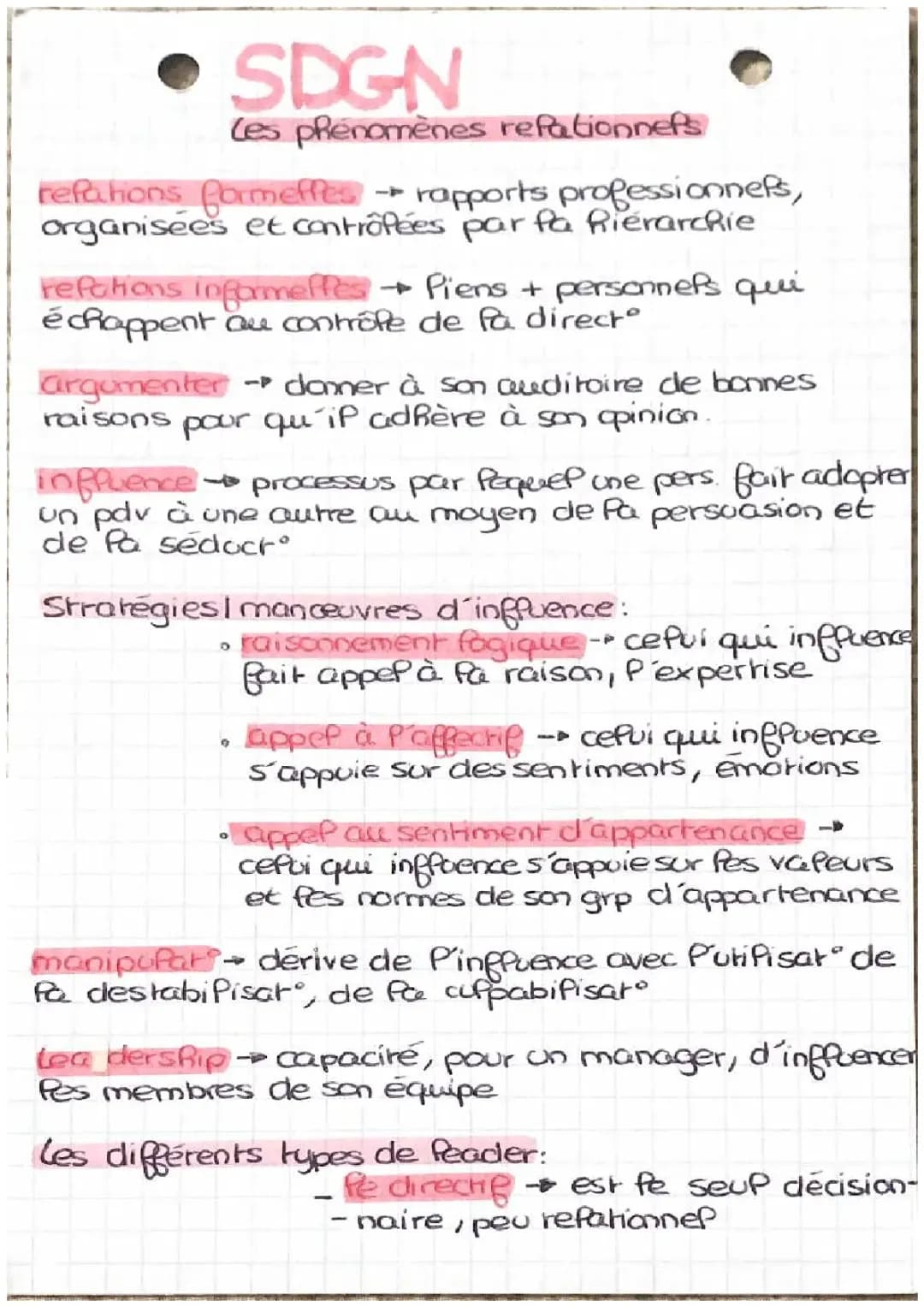 SDGN chapitre 4 les phénomènes relationnels 