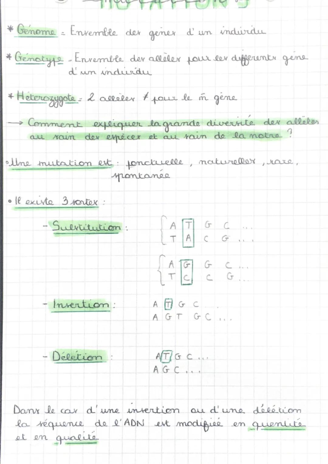 Genome - Envemble der gener d'un indurdu
•Genotype Envemble der alleler four lex differents gene
d'un indurdu
+ Heterozygote - 2 alleler #fo