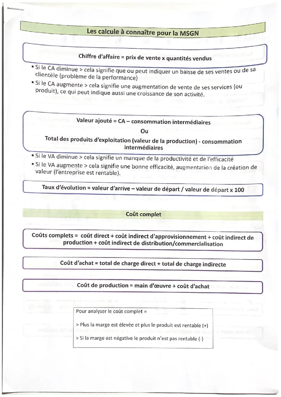 Les calculs à connaître en management 