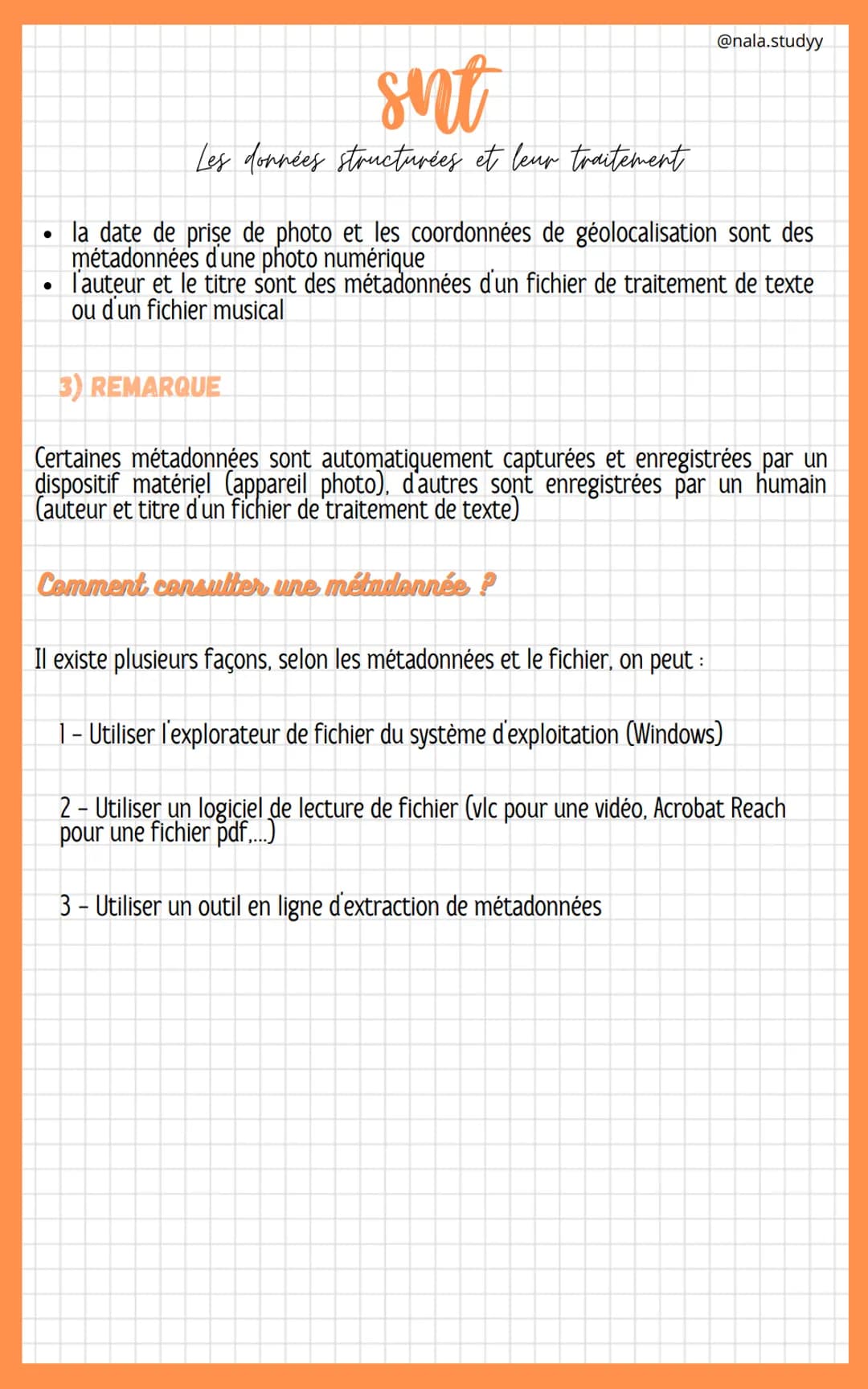 sint
Les données structurées et leur traitement
@nala.studyy
Qu'est-ce qu'une donnés ?
1) DEFINITIONS
Une donnée est une valeur décrivant un