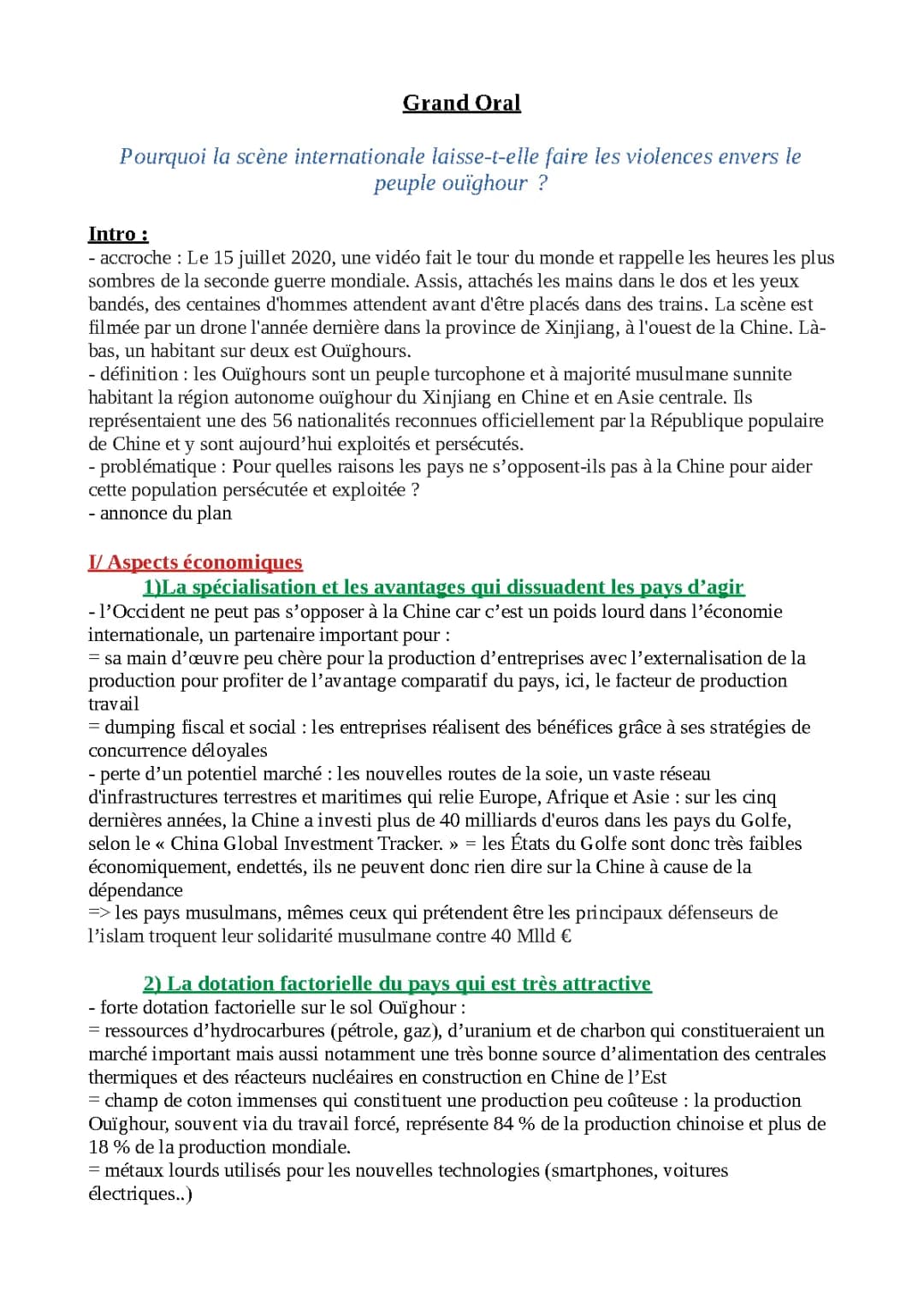Pourquoi les Ouïghours sont persécutés ? - Grand Oral SES + HGGSP