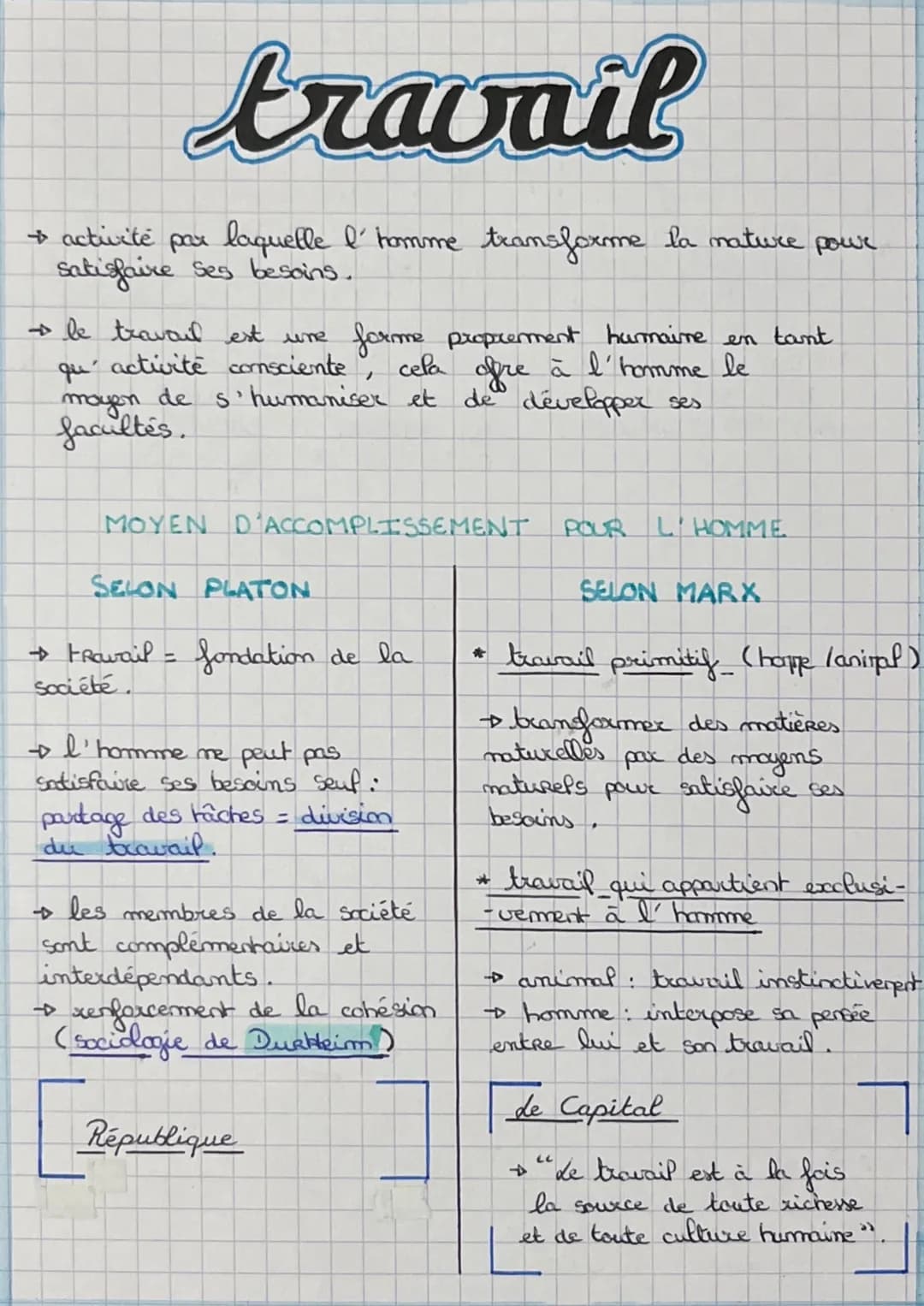 travail
→ activité par laquelle l'homme transforme la nature powe
satisfaire ses besoins.
+ be travail est une
forme proprement humaine en t