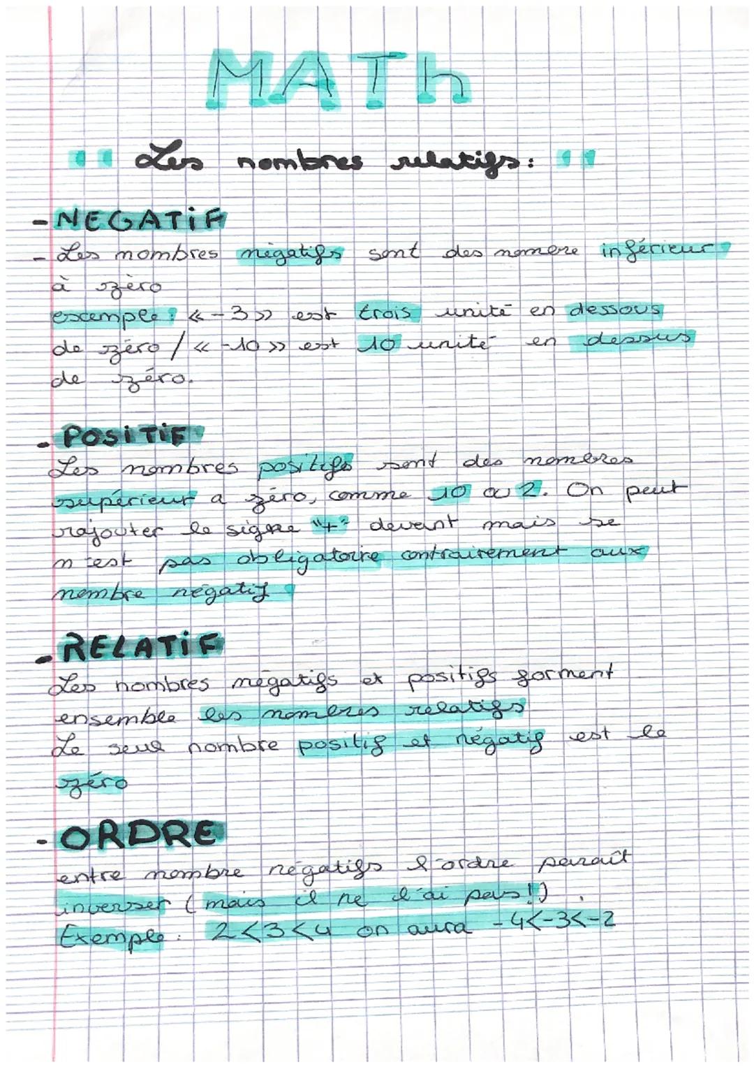 MATH

Les nombres relatifs:

-NEGATIF

- Les mombres negatifs sont des nomere inférieur
à zero

exemple -3» est trois unité en dessous
de ze