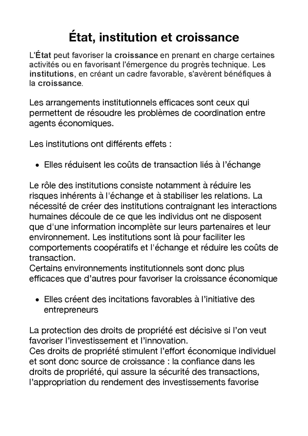 Le rôle de l'Etat et des institutions dans l'économie et la croissance - PDF et exemples SES