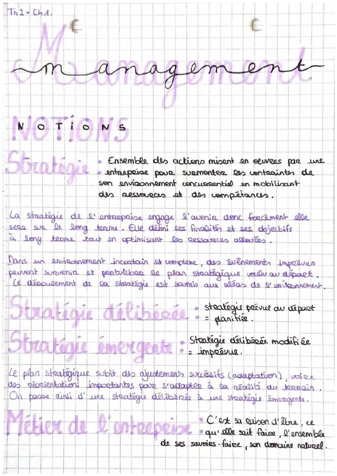 Chapitre 5 : Comprendre la stratégie dans le management