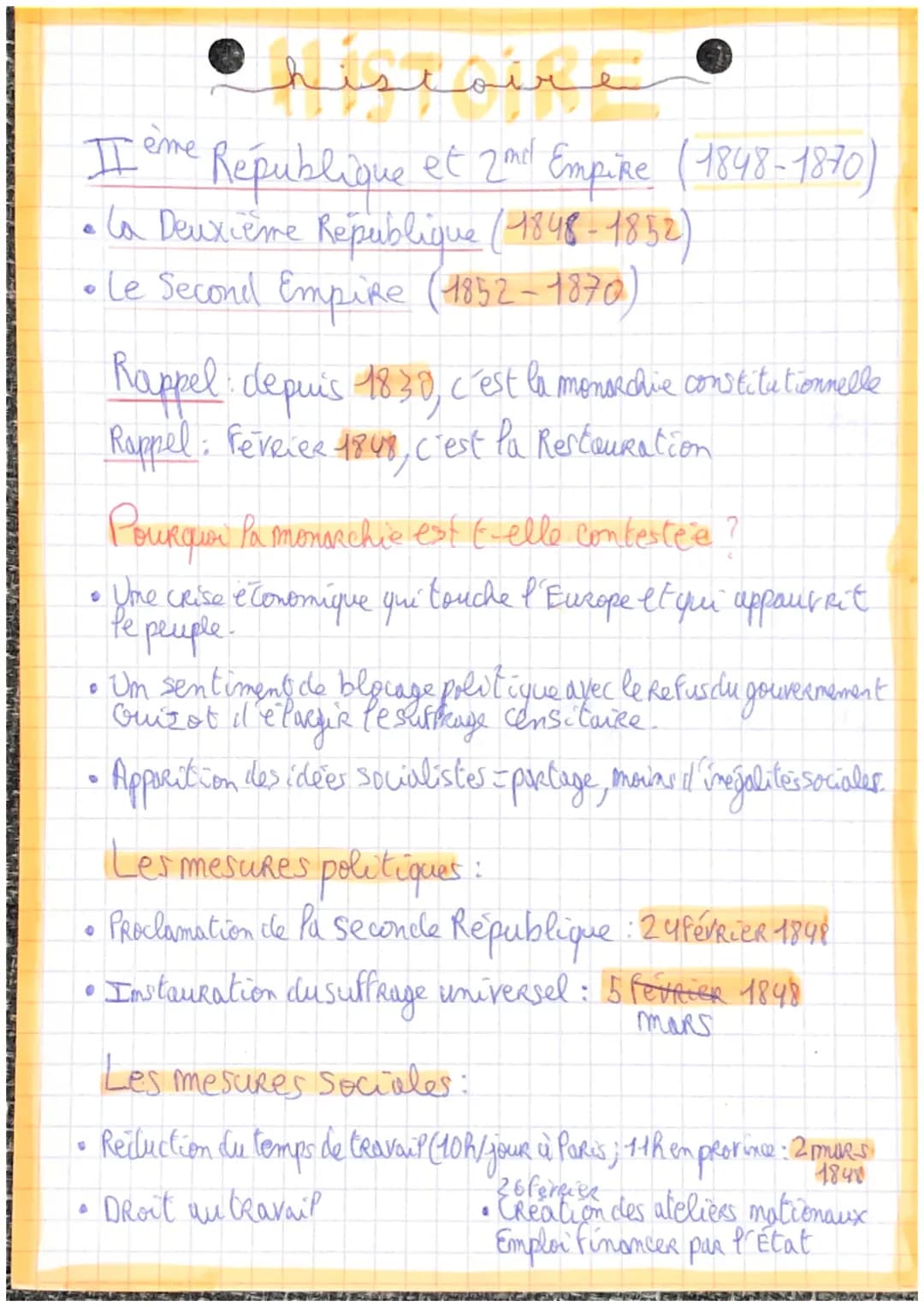 histoire
ème
me
II e'me Republique et 2ml Empire (1848-1870)
• La Deuxième Republique (1848-1852)
• Le Second Empire (1852-1870)
●
Rappel: d