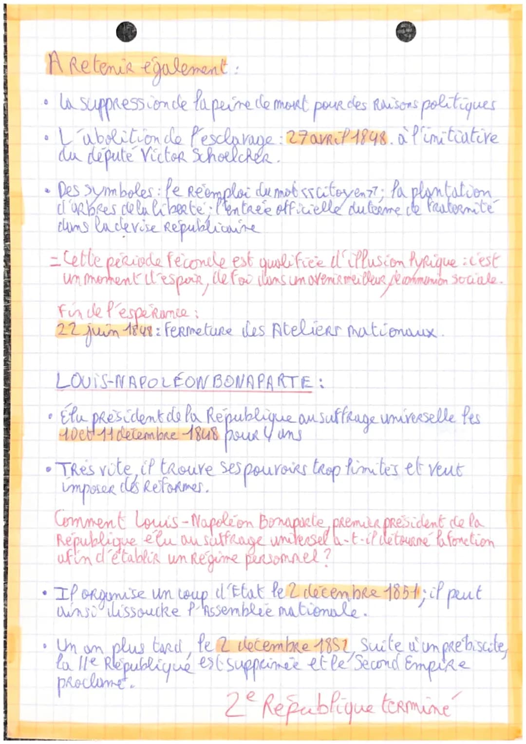 histoire
ème
me
II e'me Republique et 2ml Empire (1848-1870)
• La Deuxième Republique (1848-1852)
• Le Second Empire (1852-1870)
●
Rappel: d