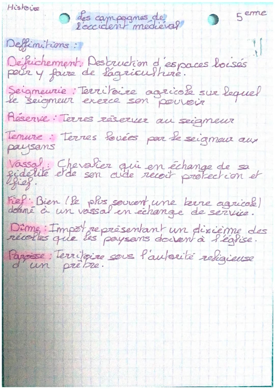 Histoire
des campagnes de
l'occident médiéval
Definitions:
M
De frichement Destruction d'espaces boisés
pour y faire de l'agriculture.
leque