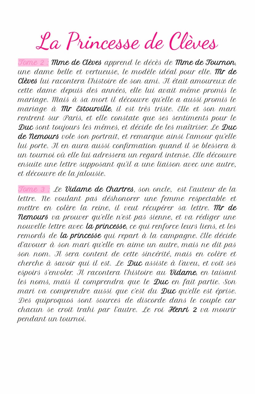 La Princesse de Clèves
L'auteur :
marie-Madeleine Pioche de la Vergne à une éducation soignée
(élève de grammairien ménage) et fréquente les