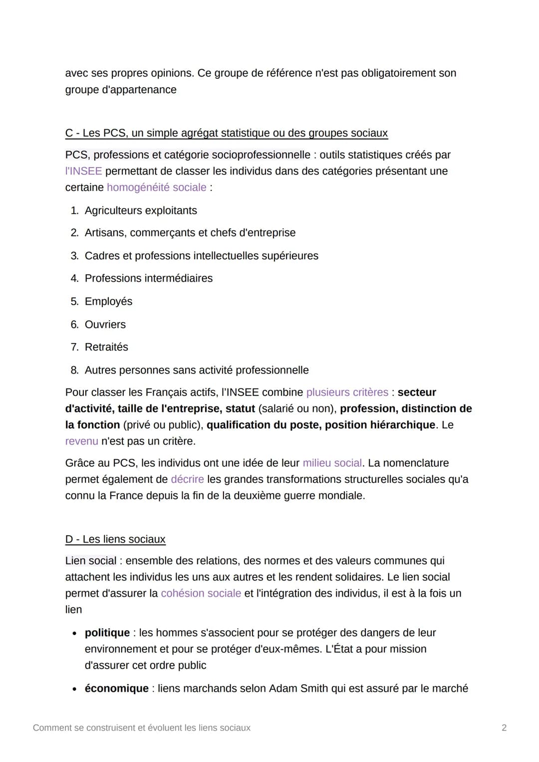 Comment se construisent et
évoluent les liens sociaux
Comprendre et pouvoir illustrer la diversité des liens
qui relient les individus au se
