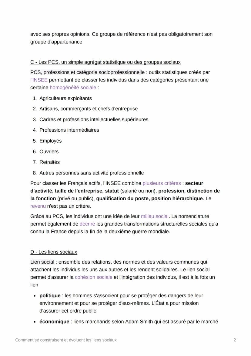 Comment se construisent et
évoluent les liens sociaux
Comprendre et pouvoir illustrer la diversité des liens
qui relient les individus au se