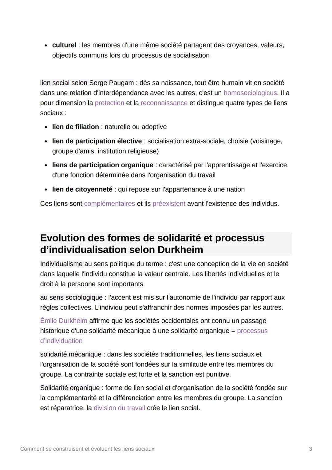 Comment se construisent et
évoluent les liens sociaux
Comprendre et pouvoir illustrer la diversité des liens
qui relient les individus au se
