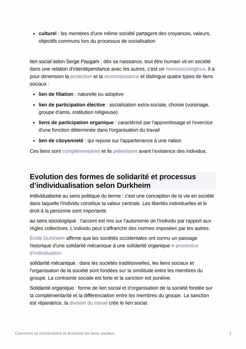 Comment se construisent et
évoluent les liens sociaux
Comprendre et pouvoir illustrer la diversité des liens
qui relient les individus au se