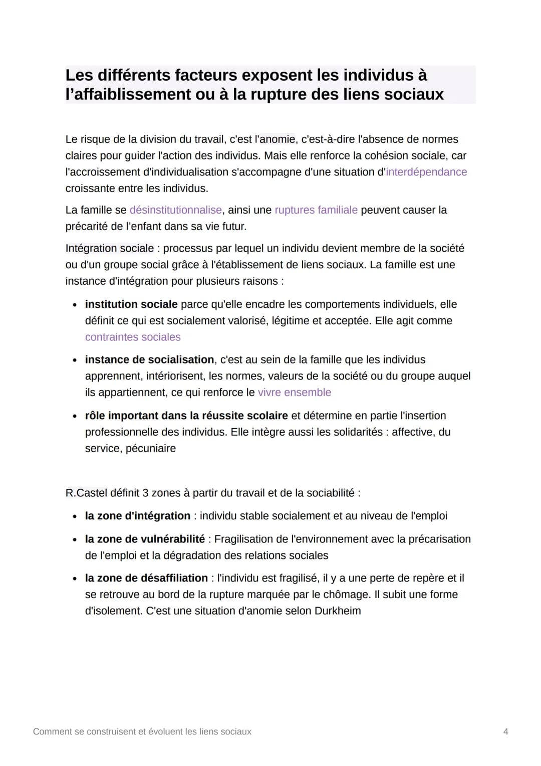 Comment se construisent et
évoluent les liens sociaux
Comprendre et pouvoir illustrer la diversité des liens
qui relient les individus au se