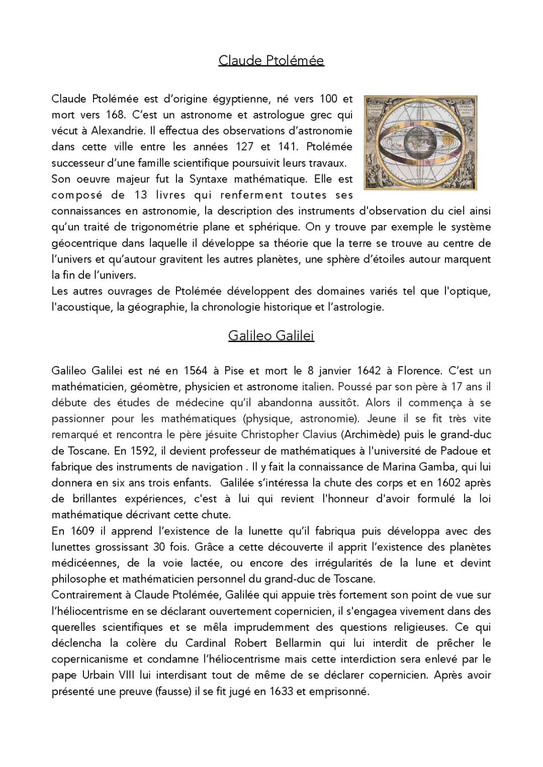 Biographie de 3 grands astronomes