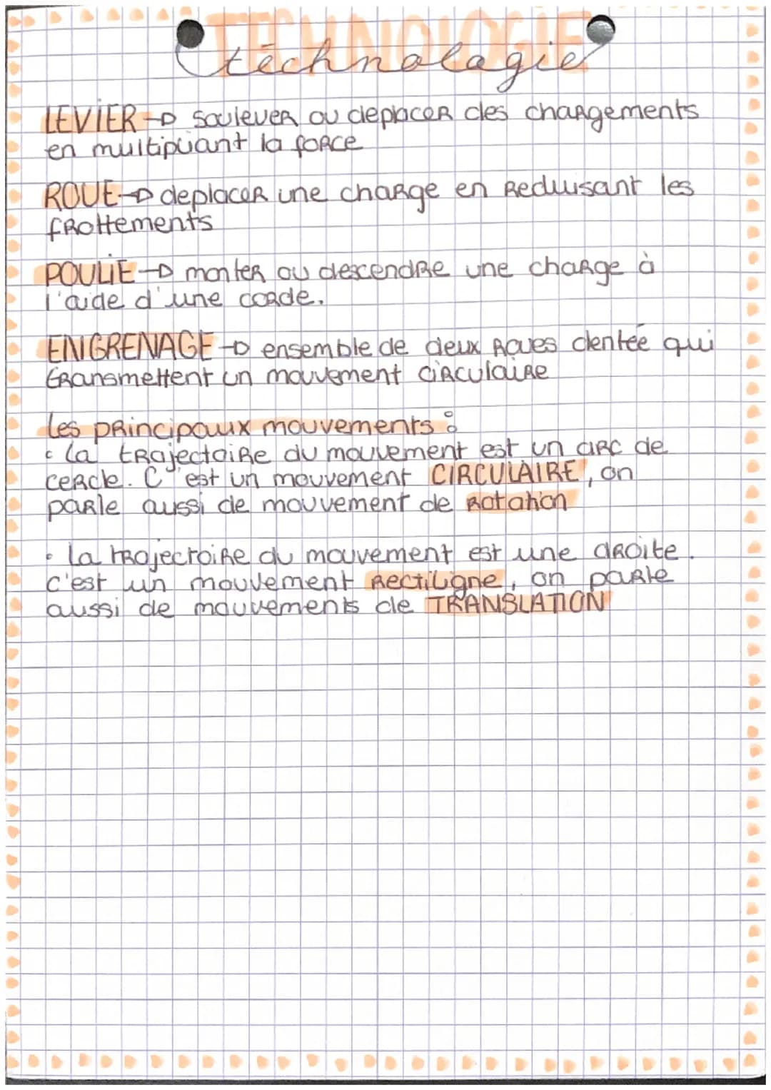the chnologie
LA TRANSMISSION DE MOUVEMENTS:
on parle de transmission de mouvements à l'entr-
ée et à la sortie d'un mécanisme
Principaux mé