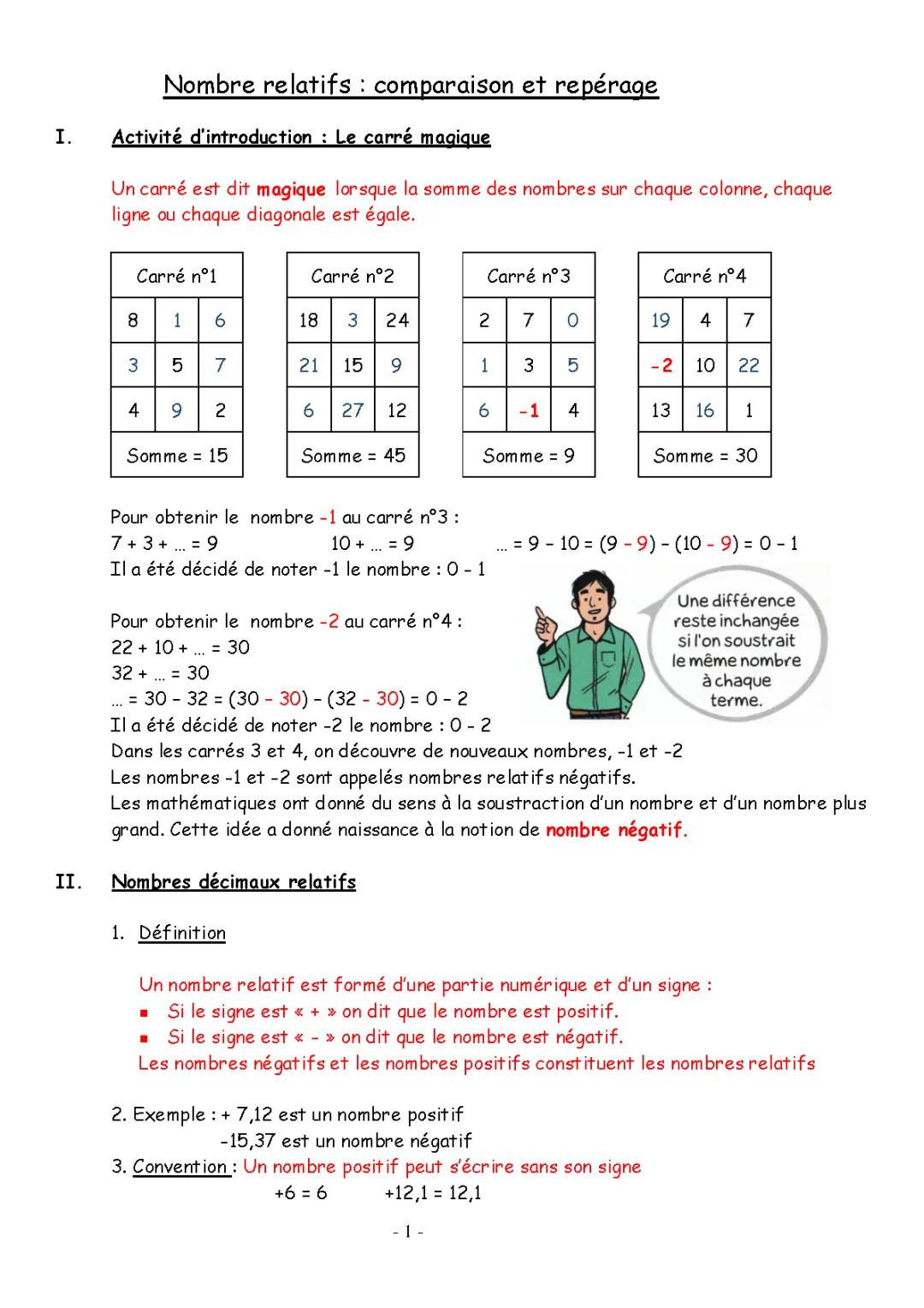 [mathématiques] chapitre 5 les nombres relatifs  et repérage 