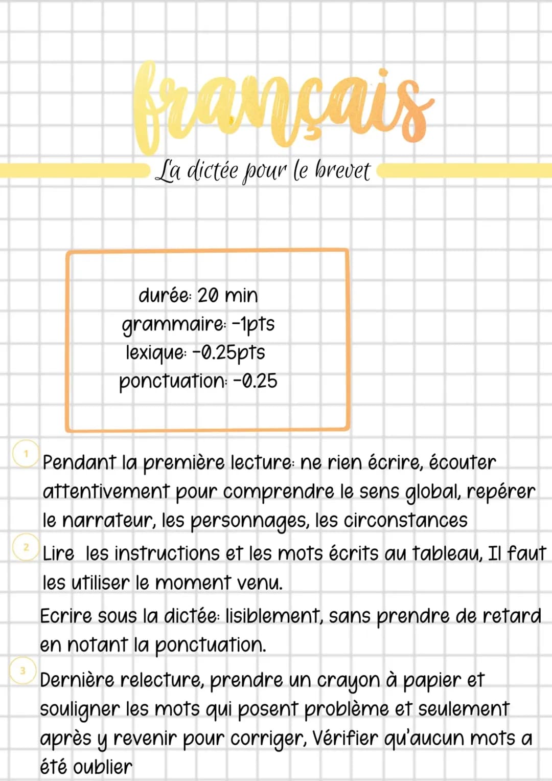 La dictée pour le brevet