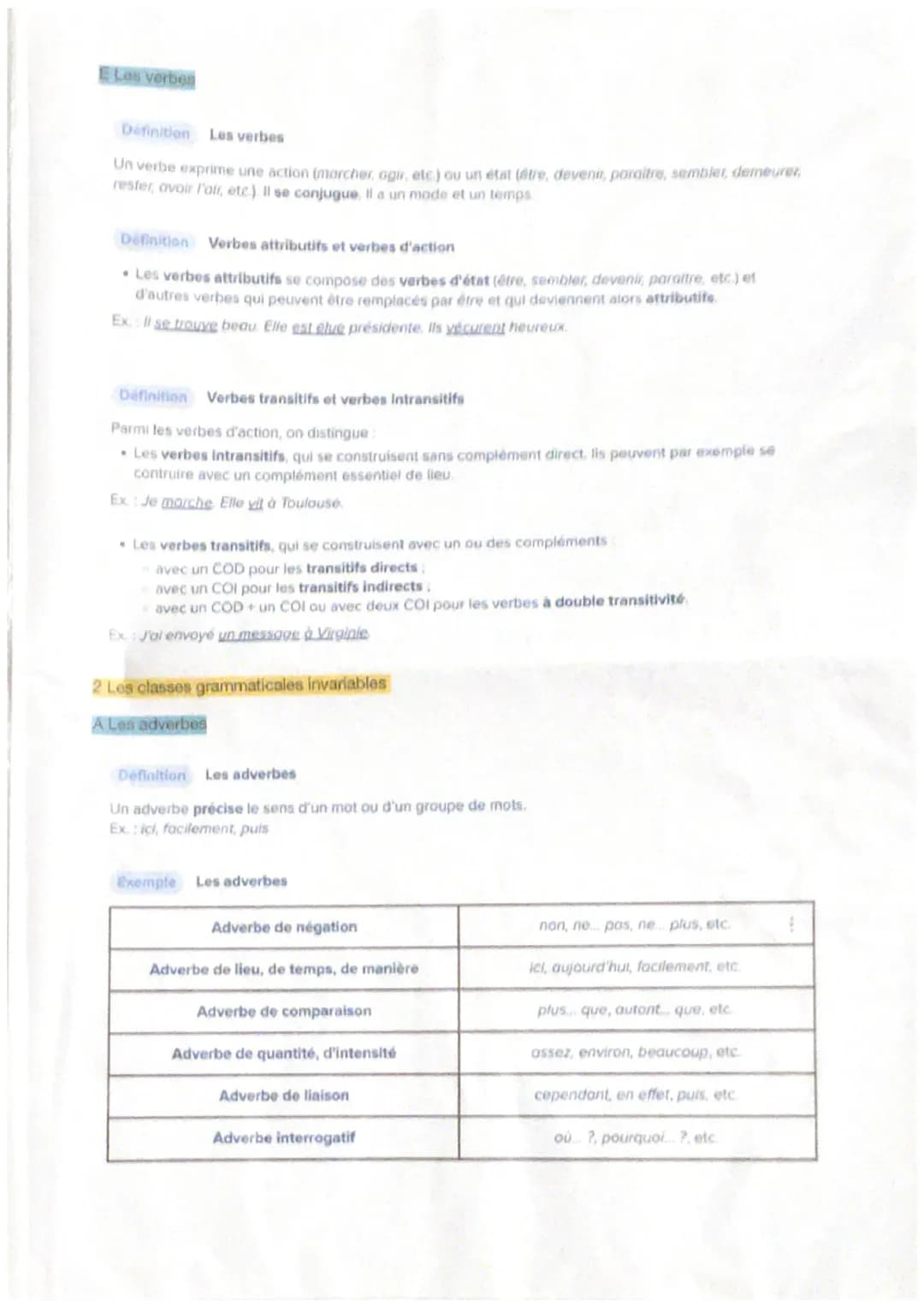 1 Les classes grammaticales variables
A Les noms
LES CLASSES GRAMMATICALES
Définition Les noms
Un nom désigne un être, un objet ou une idée.