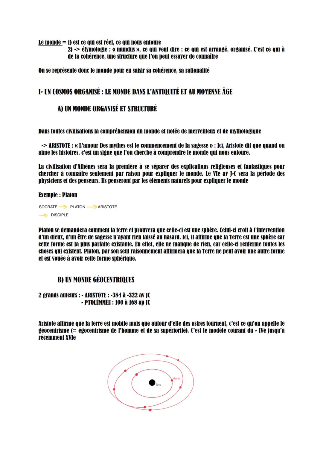 THÈME : LES REPRÉSENTATIONS DU MONDE
INTRODUCTION :
Représenter quelque chose se présenter ou se représenter à nouveau quelques chose sous n