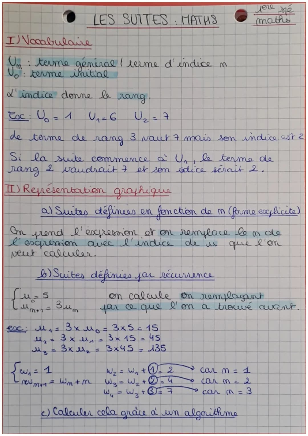 IVocabulaire
LES SUITES. MATHS
: terme général / terme d'indice
Uo: terme initial
L'indice donne be rang.
3.
леге же
maths
Eoc: U₂ = 1
U₁₁ =