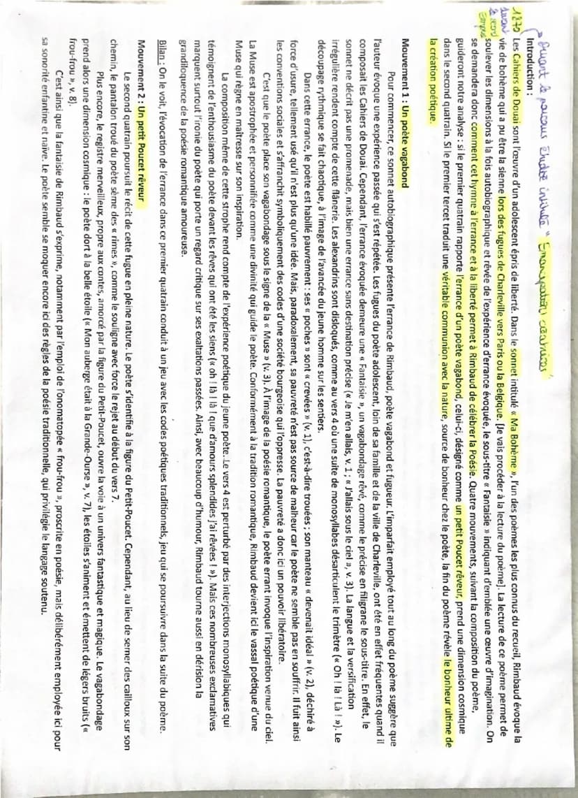 Explication linéaire 7:
registre
me
seme
mois
sendanges
fruits
matwal
Ma Bohème
Arthur Rimbaud
Imparfait experience passée répétée
habille p