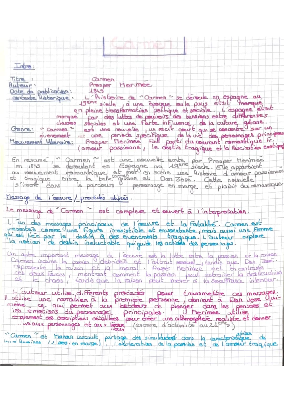 Fiche de lecture Carmen