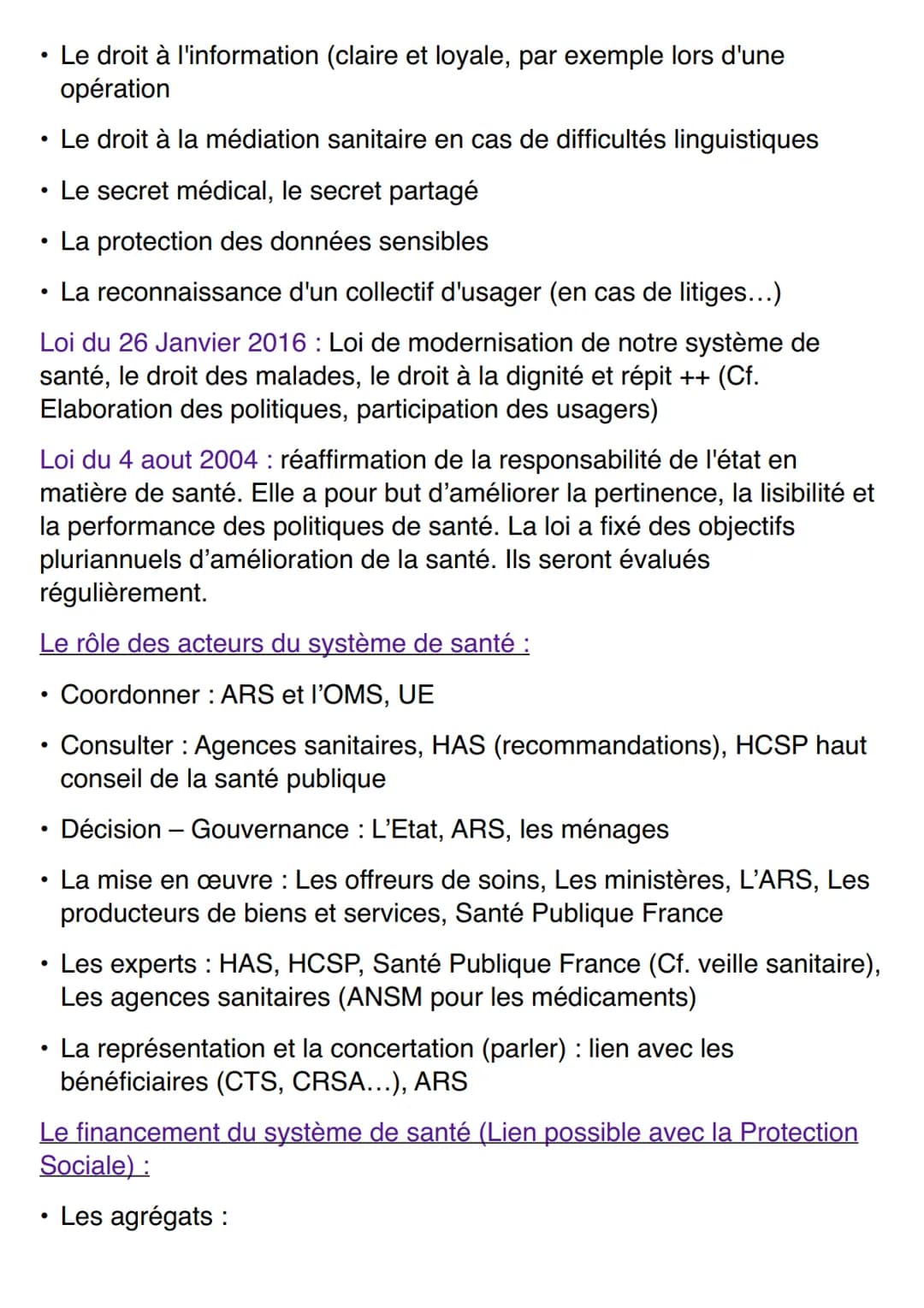Les composantes :
Les offreurs de soins
•Les professionnels
de santé, Les
établissements de
santé (privés
publics), Les
structures de
préven