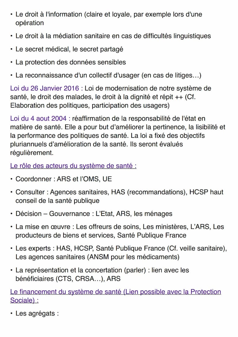 Les composantes :
Les offreurs de soins
•Les professionnels
de santé, Les
établissements de
santé (privés
publics), Les
structures de
préven