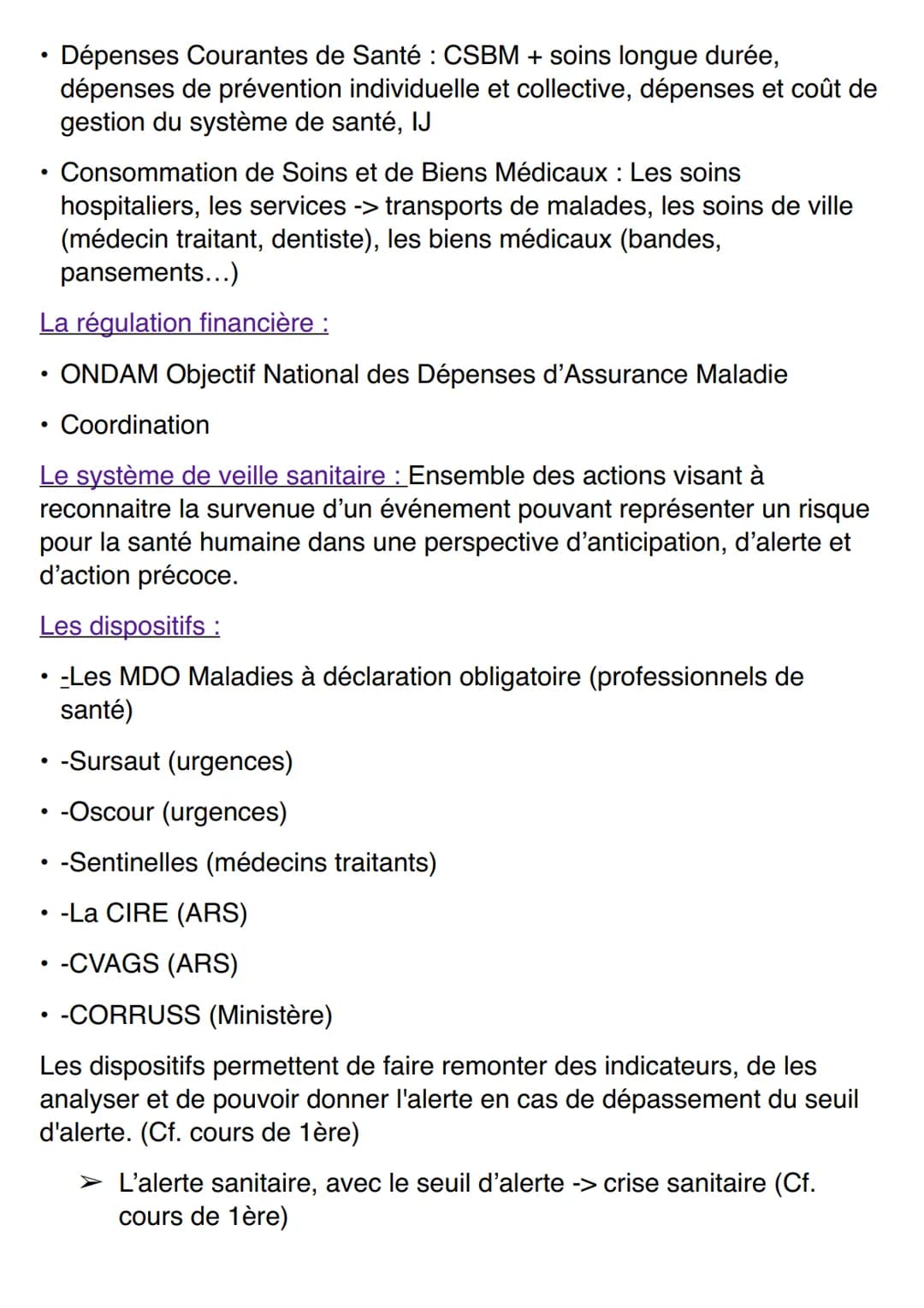 Les composantes :
Les offreurs de soins
•Les professionnels
de santé, Les
établissements de
santé (privés
publics), Les
structures de
préven